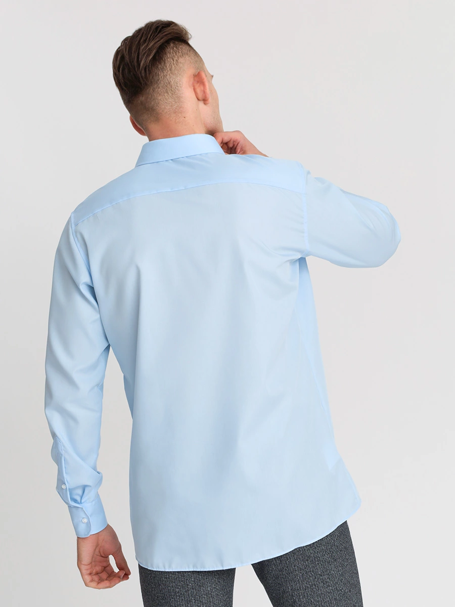 Голубая хлопковая рубашка с карманами
